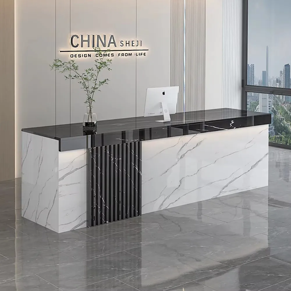 

Quality Luxury Reception Desks Cabinet Trendy Beauty Simple Reception Desks Elegant Nordic Comptoir Commercial Furniture