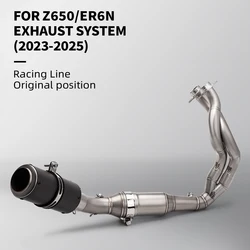 Full Exhaust System Muffler Sensor Front Middle Connection Link Pipe For ER6N Versys 650 Z650 Ninja 650 2023 to 2025years