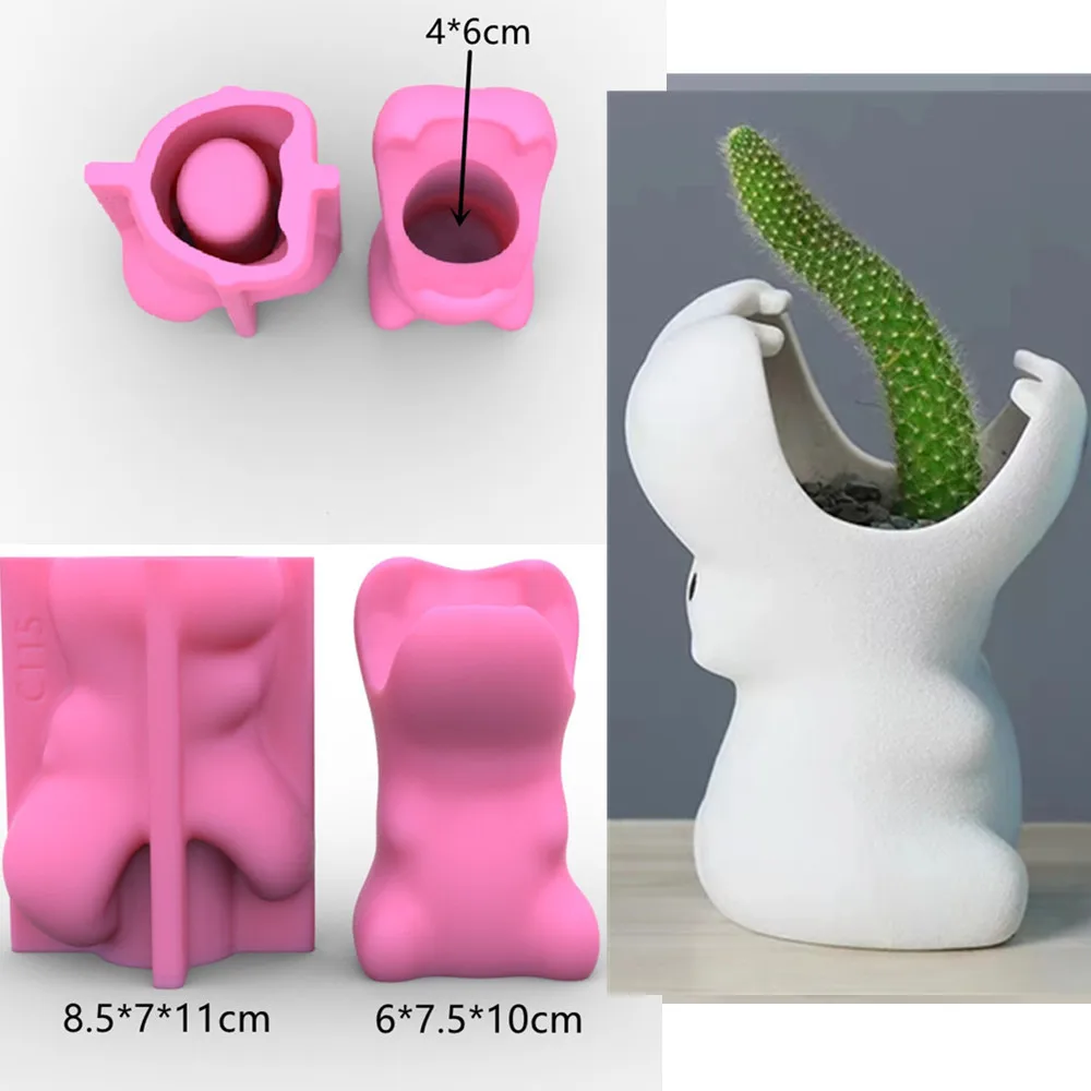 Hippo big mouth flowerpot Vase Silica Mold Succulent Plant Pot Mold Cement Clay Molds Succulent plants Gypsum silica gel mold