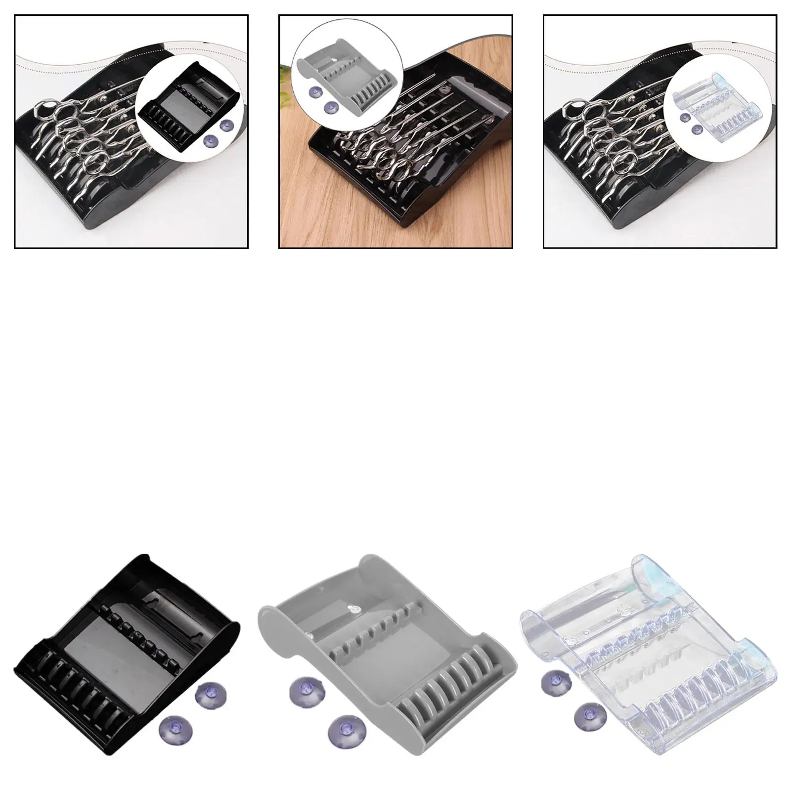 رف مقص تصفيف الشعر المثبت على الحائط مع كوب شفط 14 × 20.5 سم مجانًا