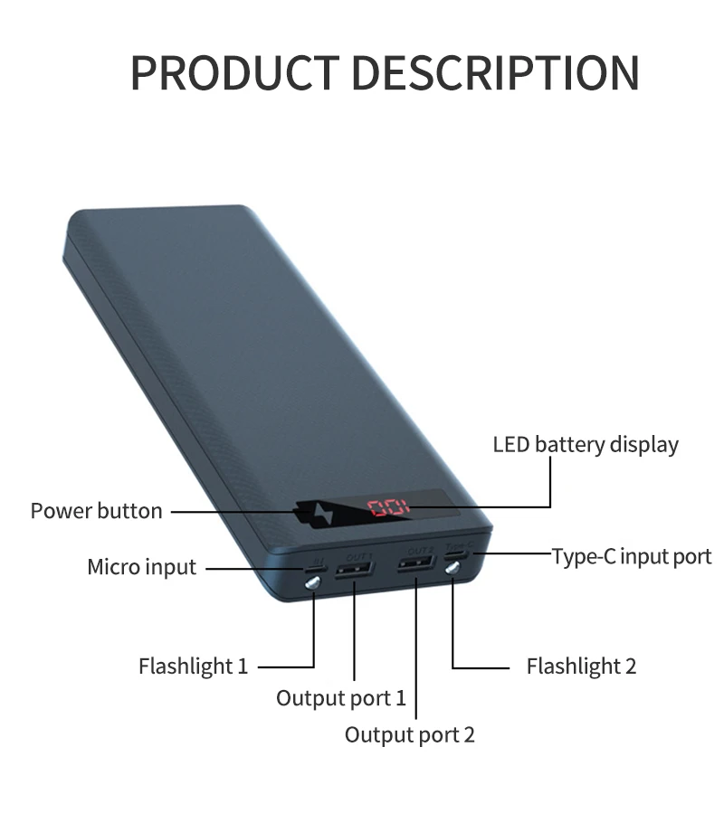 Caja de batería de carga rápida de 10x18650, caja de Banco de energía de bricolaje con USB Dual, pantalla Digital LCD, caja de soporte de batería 18650, sin soldadura