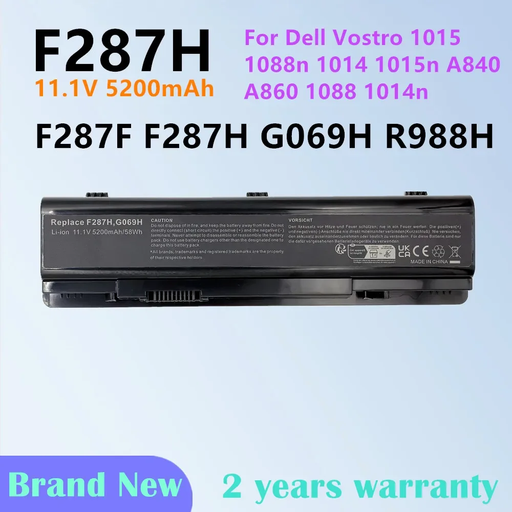 Laptop Battery For Dell Vostro 1014 1015 1088 A840 A860 For Inspiron 1410 F286H F287F F287H G066H G069H PP37L PP38L batteies
