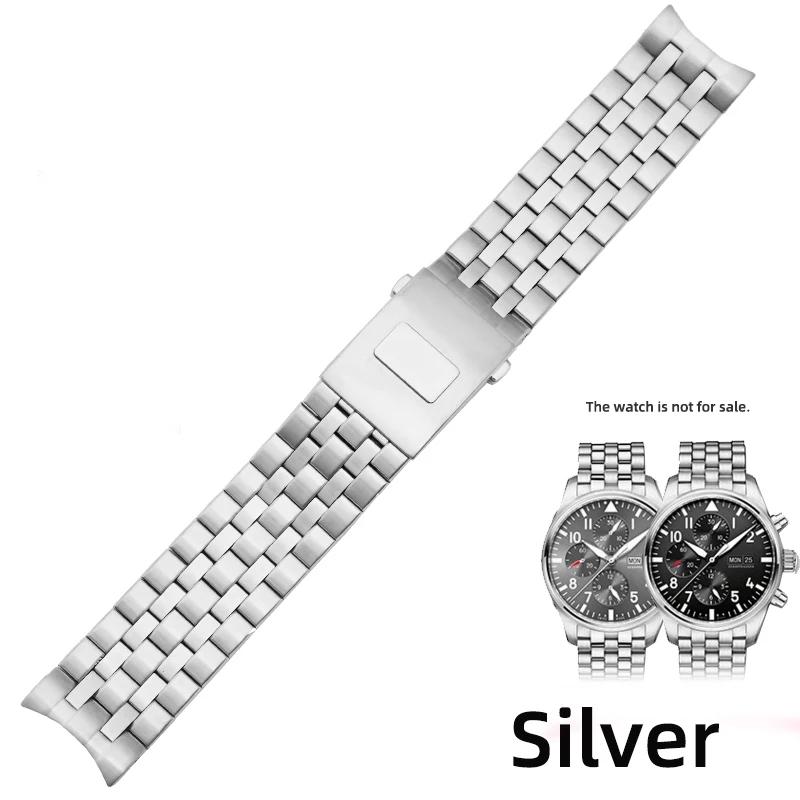 For IWC Pilot Little Prince IW377717 IW377710 IW388102 Solid Precision Steel Watch Band 20 21mm Bracelet Curved Strap Waterproof