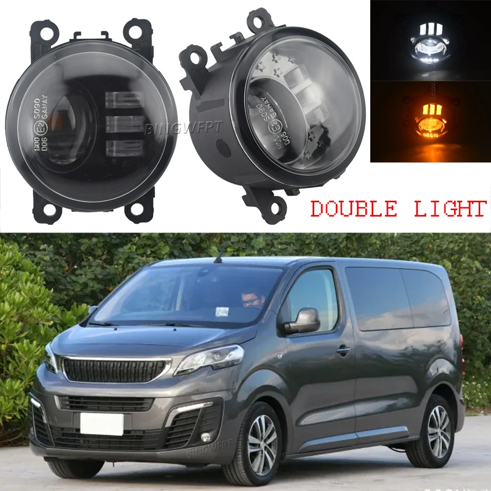 Left+Right Car H11 Interface 12V Fog Light For Peugeot Traveller 2016 2017 2018 Daytime Running Light Fog Lamp Assembly