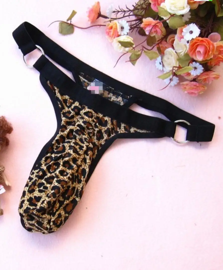BDSM Leopard panty sexy Stripper Man O ring gstrings bandoge Thong Adult game for man sex toys roleplay product S2712
