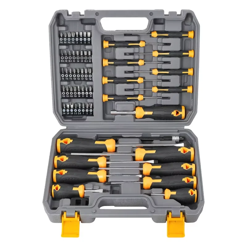Professional Screwdriver Set with Magnetic Bit Holder CRV Slotted Phillips Hex Torx Bits Precision Tools Durable Repair Kit