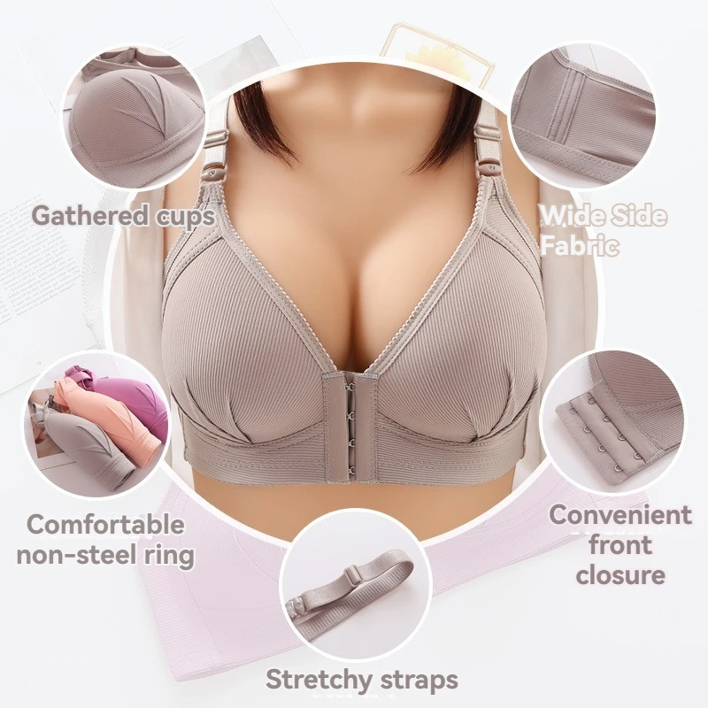 Front Clasp Top Bra Large Size Without Steel Ring Beautiful Back Sexy Underwear Thin Section Push Up Lingerie For Women Brassier