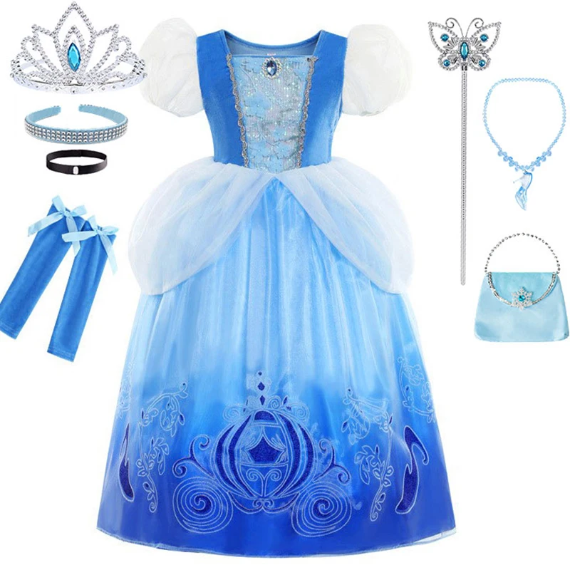 Disfraz de Princesa Cendrillon, Vestido de Fiesta para el Festival de Purim, Disfraz de Cuento de Hadas, Zapatilla de Cristal, Ropa para Juego de Roles, 3-10 Años