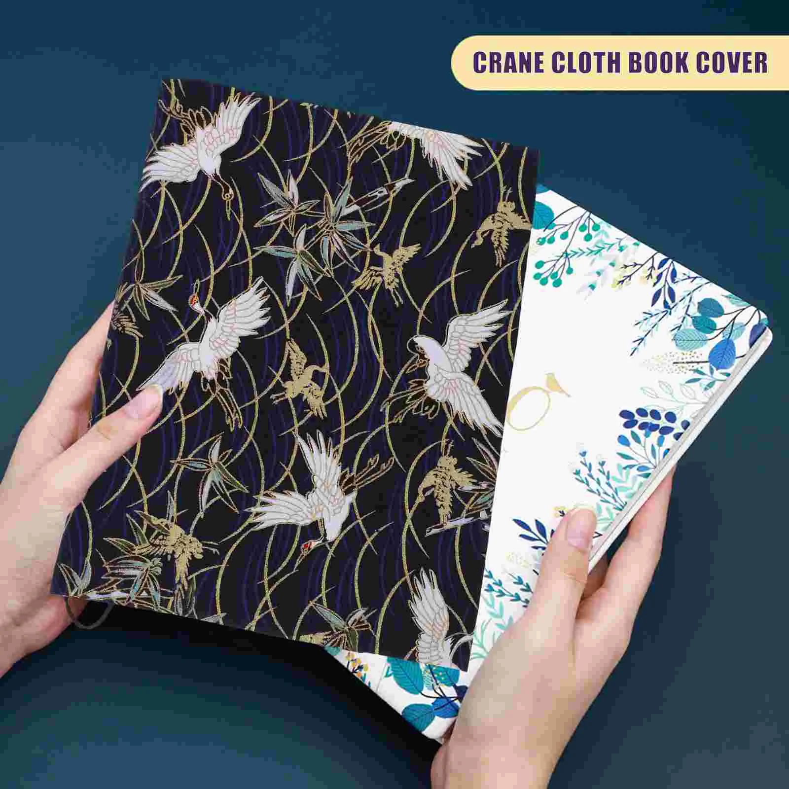 Crane Cloth Notepad Cover Exquisite Book Chic Protector Decorate Delicate Sleeve Notepads Adjustable