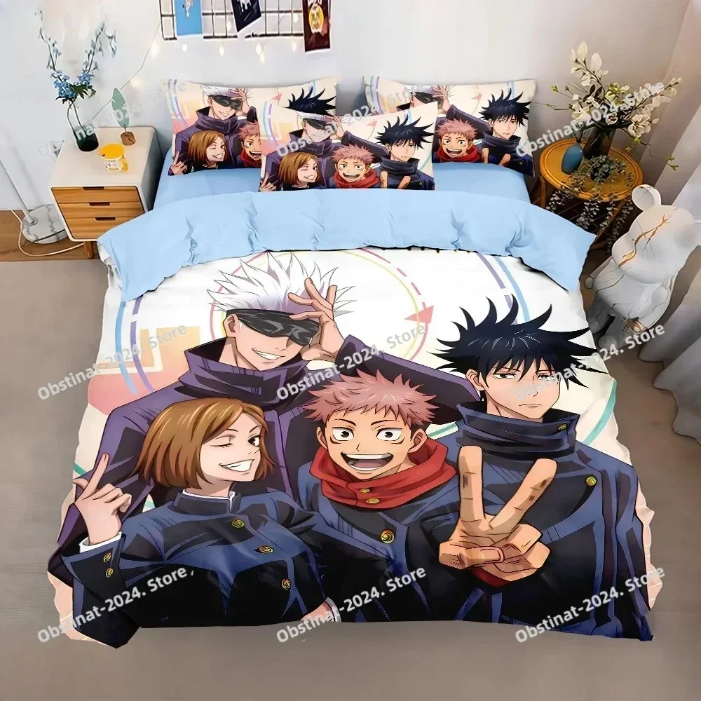 Jujutsu Kaisen Bedding Set,Japan Famous Anime Duvet Cover Sets,Satoru Gojo Bedding Set for Teenagers Boys Adults