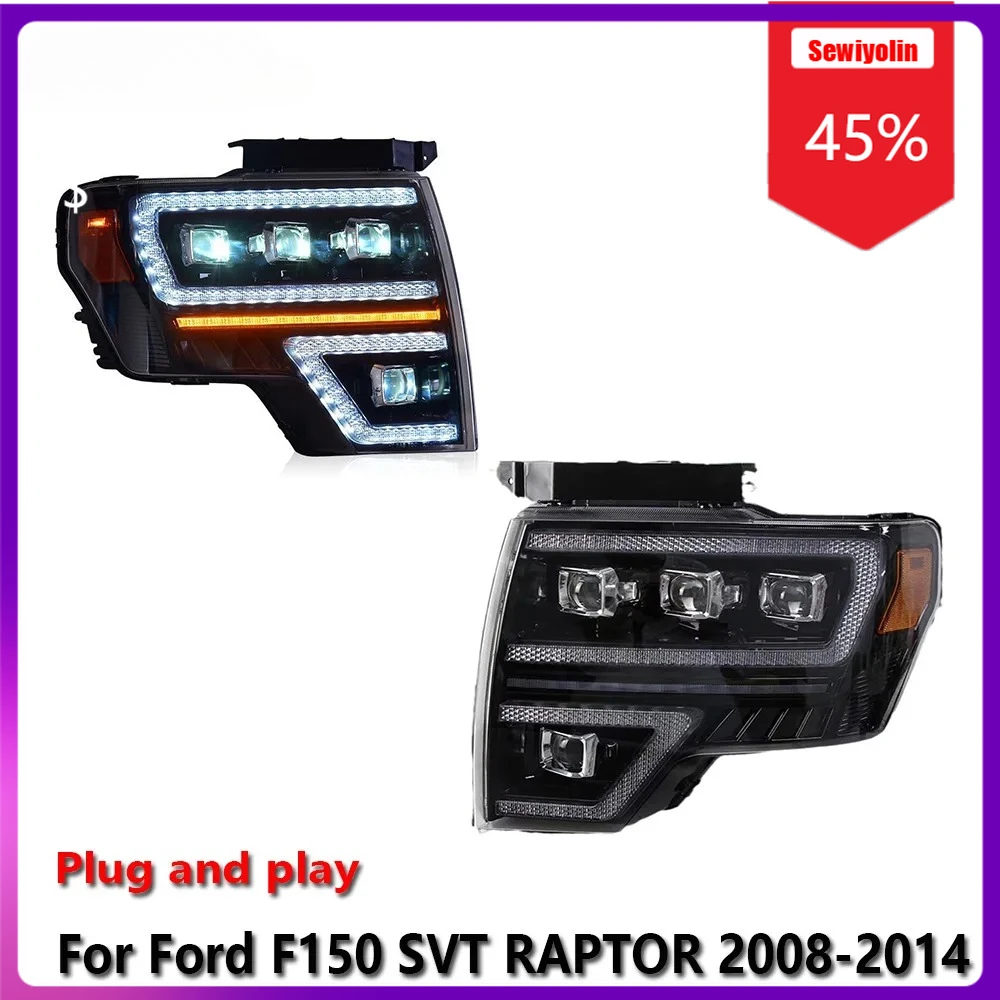 Sewiyolin Car LED Lamp Headlight Assemblies For Ford F150 SVT RAPTOR 2008-2014 Fog DRL Brake Turn Signal Lamp