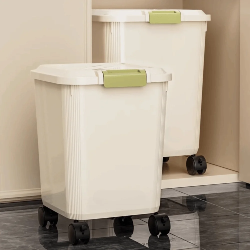 Insect Proof Rice Storage Box Moisture Proof 15/25 KG Pet Food Container with Wheel Large Capacity Rice Bucket Grain