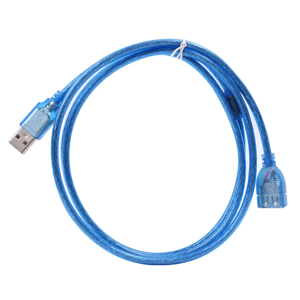 0.3M 1.5M 3M 5M USB2.0 Extension Cable Transparent Blue Male to Female USB Adapter Wire Anti-interference Extension Data Cord