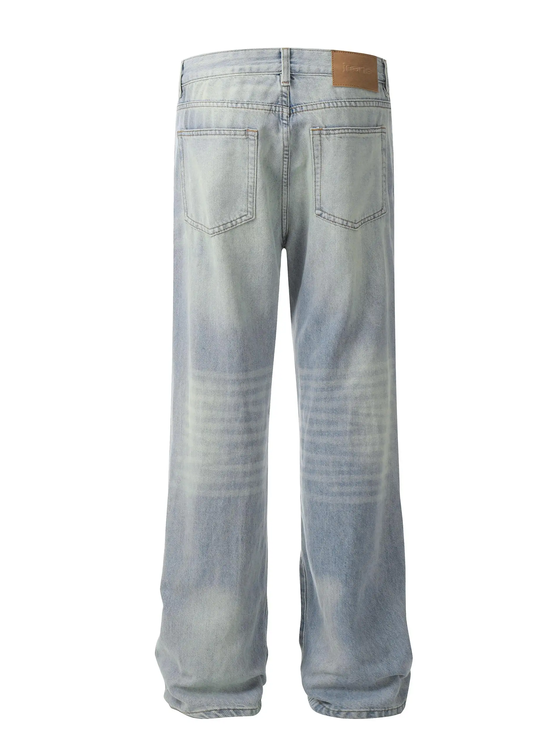 AJEM ريترو الأمريكية الخفيفة وا الدنيم الجينز الرجال النساء كلينفيت مستقيم الساق فضفاضة واسعة الساق السراويل الطويلة عارضة العصرية