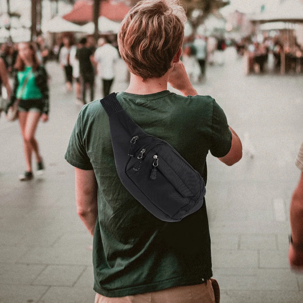 

2Pcs Single Shoulder Bags Sports Waist Zippered Cross Body Large Capacity Gym Male Adjustable Storage Decorative