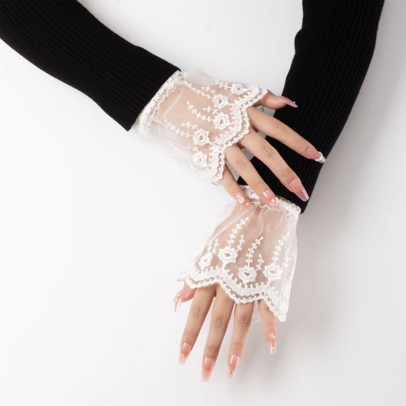 

Shirts Sweater Detachable Lace False Sleeves Ornament Flared Ruffled Wrist Cuffs Wristband Decorative Clothing Accessories