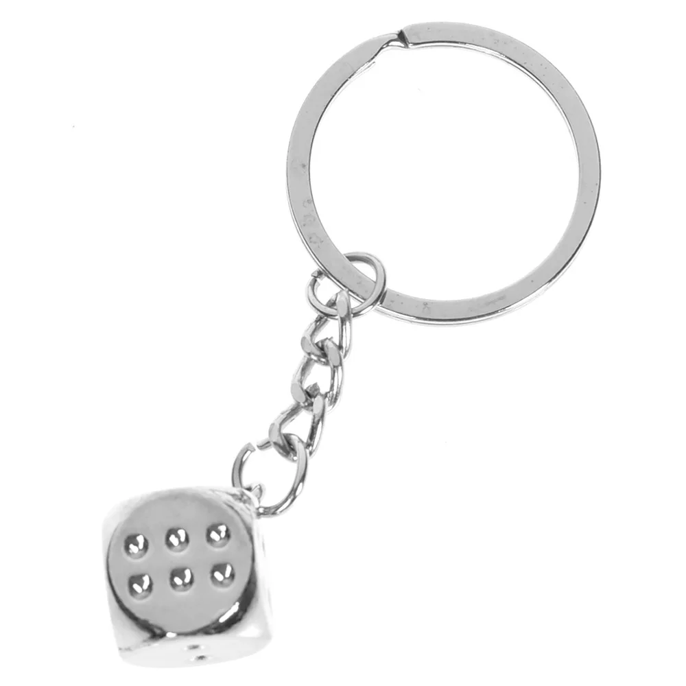 Creative Metal Dice Shape Model Alloy Key Holder Personality Keychain Car Key Ring For Women Men Bag Decor Key Chain