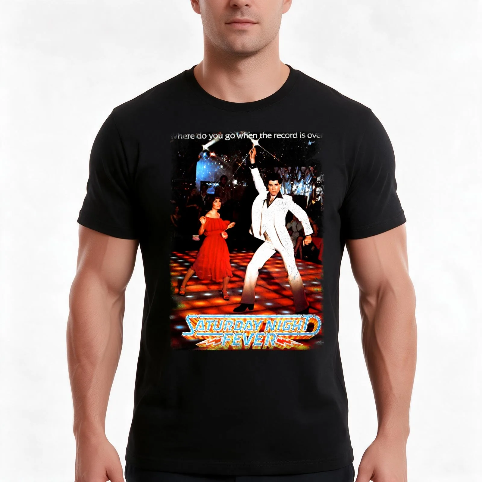 Saturday Night Fever T-Shirt, Summer Casual Cotton Tee, Oversized Streetwear Tops, Vintage Graphic Print, Loose Fit Short Sleeve
