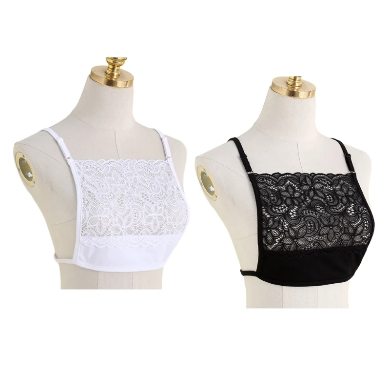 Lace Mock Camisole Bras Wrapped Chest Overlay Modesty Panel Cleavage Cover for Women Girls Low Cut Clothing