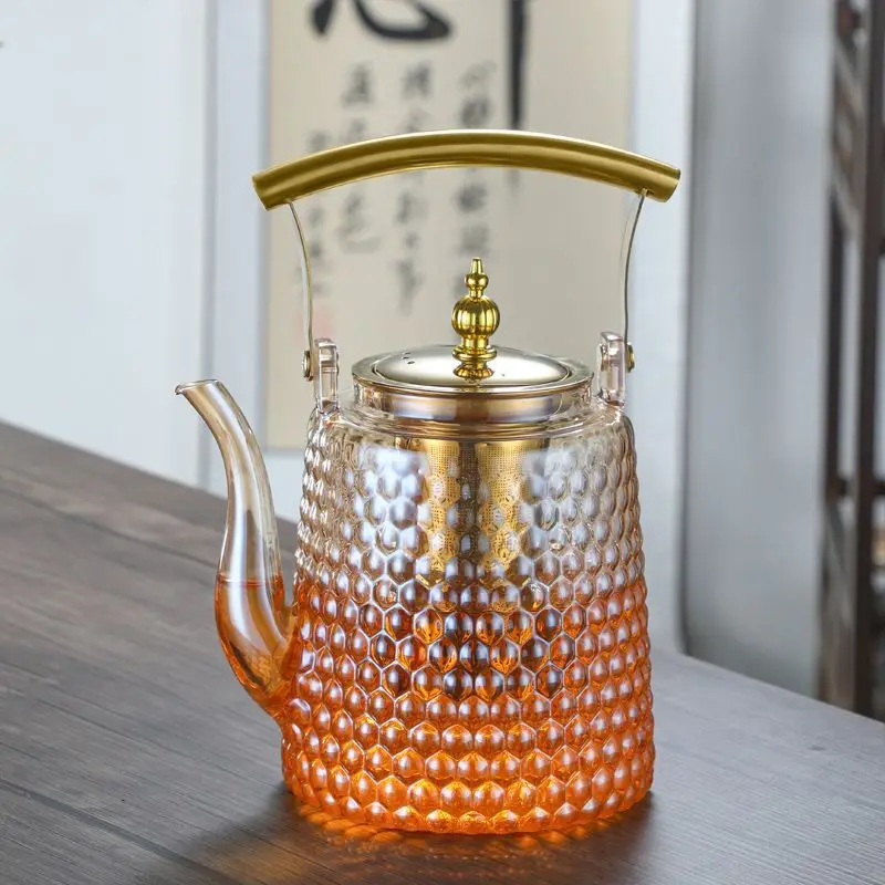 Hammer Japanese beam pot copper handle retro boiling teapot large capacity large hole sky pot high borosilicate glass teapot