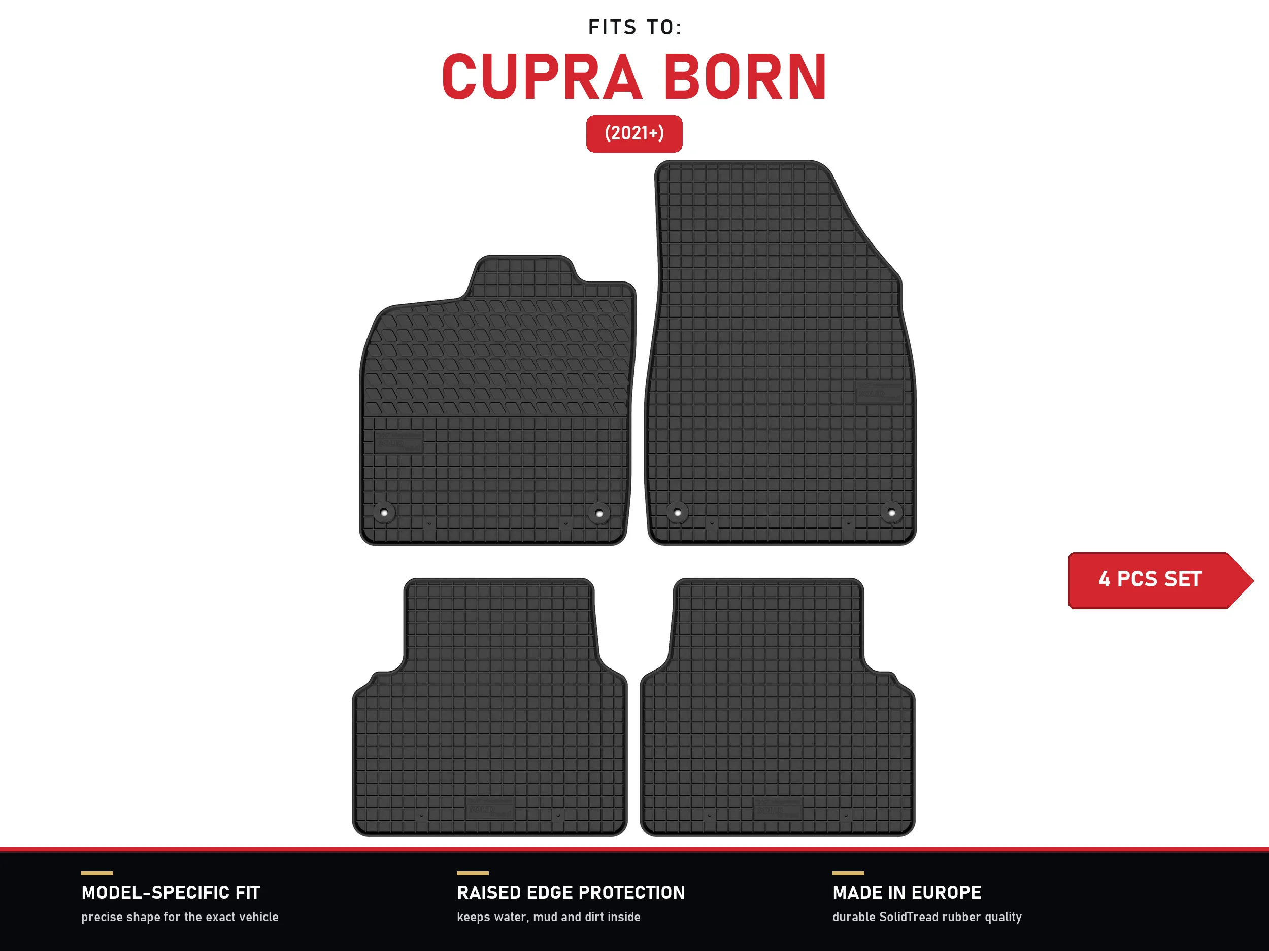 Rubberen matten voor: Cupra Born 2021- 4 stuks