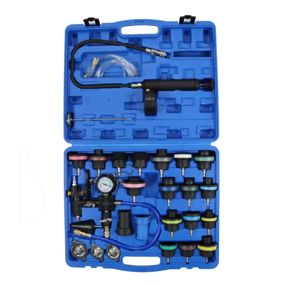 

28PCS Universal Radiator Pressure Tester Kit | Vacuum Coolant Water Tank Leak Detector & Cooling System Repair Tool
