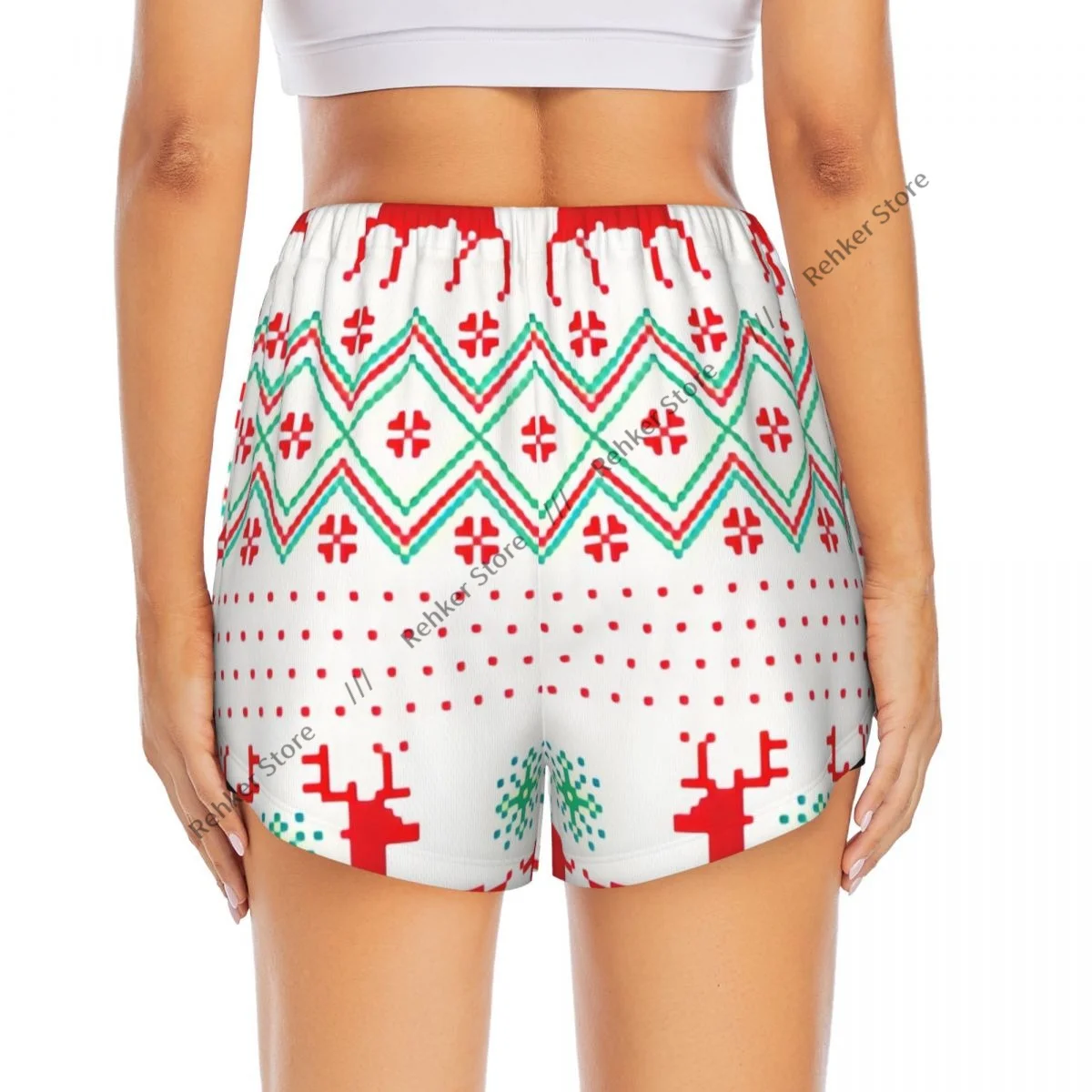 Sportshorts für Damen, Neujahr, Weihnachtsmuster, Pixel, Laufen, Yoga, Fitness, schnell trocknend, Badminton-Training mit Tasche