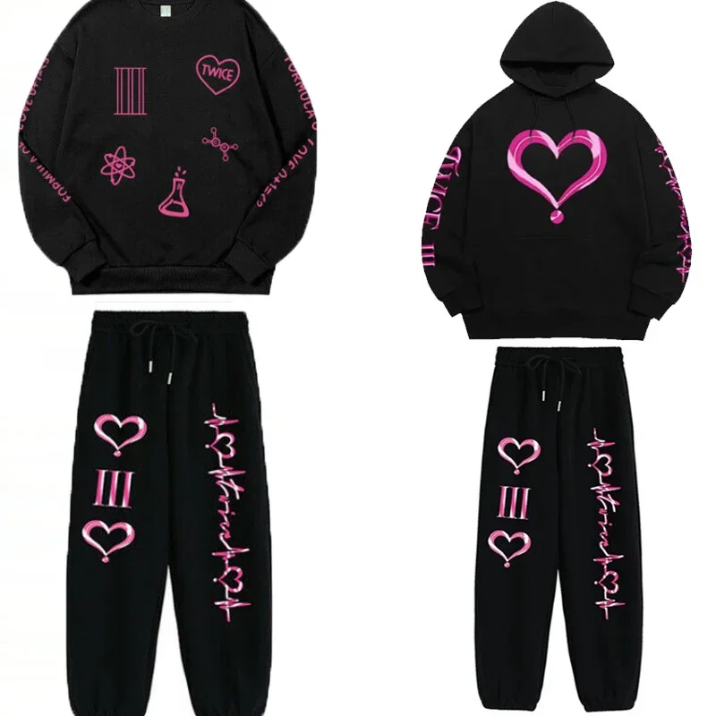 

KPOP Twice 4th World Tour Tracksuit Women Two Piece Set Pullover Sweatshirts Pants Sports Suit Two Piece Outfits Jogging Suit