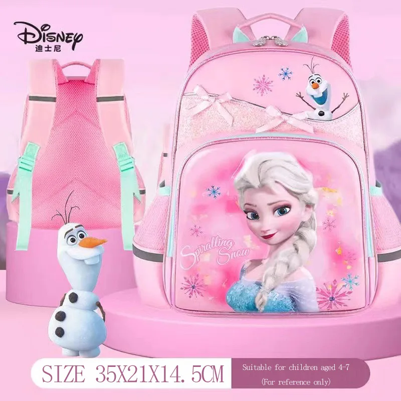 Disney Girl Backpack Cartoon Frozen 2 Elsa Princess Kindergarten Schoolbag Kids Knapsack 3D Embossed Waterproof Large Capacity