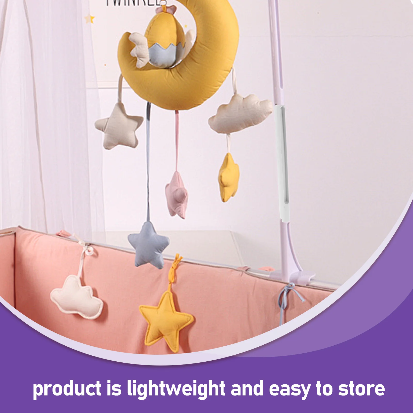 Baby Mobile Arm For Crib 20Cm Adjustable Tension Rod Nursery Holder Lightweight Sturdy Easy Install Crib Accessories