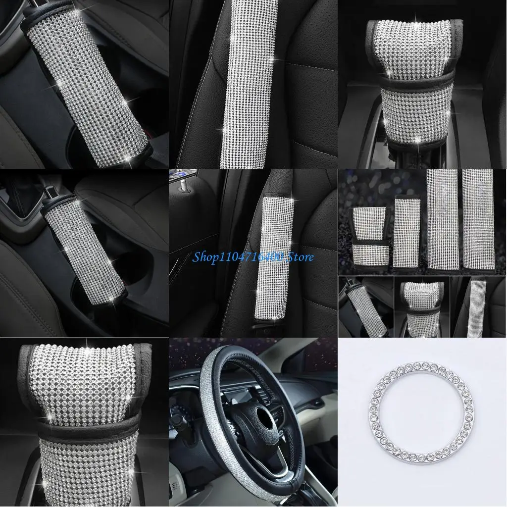 

y1gd Blingbling автомобильные аксессуары набор для женщин и девочек Алмазный чехол на руль стразы переключения передач Konb для