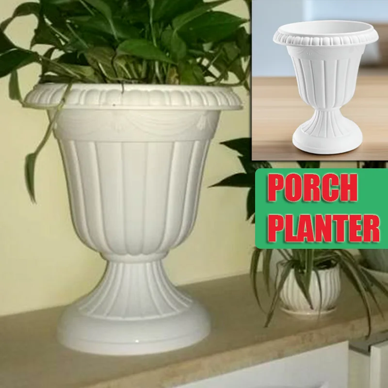 Large Pot Roman Column Flower Pot Outdoor Flower Pedestal Urn Planter Green Dill Plastic White Ceramics Wedding White