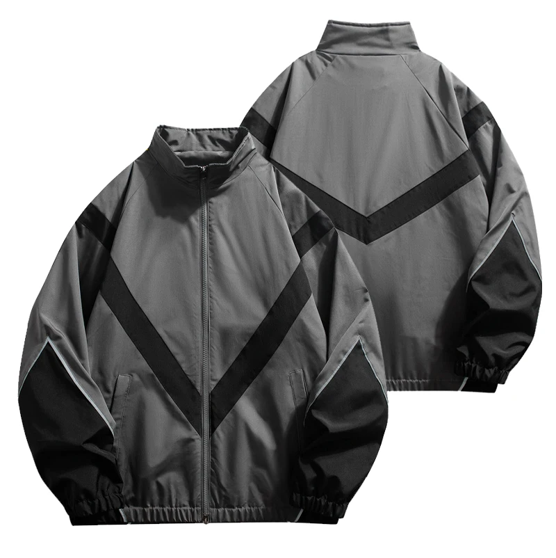 Men's Zipper Stand-Collar Racing Jacket, High Street Patchwork Jacket, Custom Logo, Outdoor Casual Sport Jacket, Spring Style
