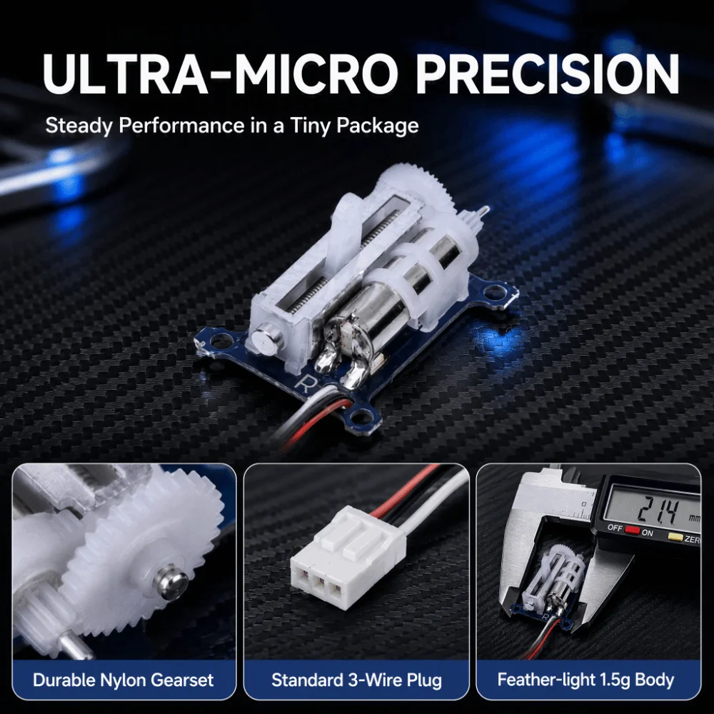 1.5g Weight Micro Linear Actuator 0.15sec Speed Coreless Motor Digital Analog Servo JST 1.25 Connector 0.2.4kg/cm Torque