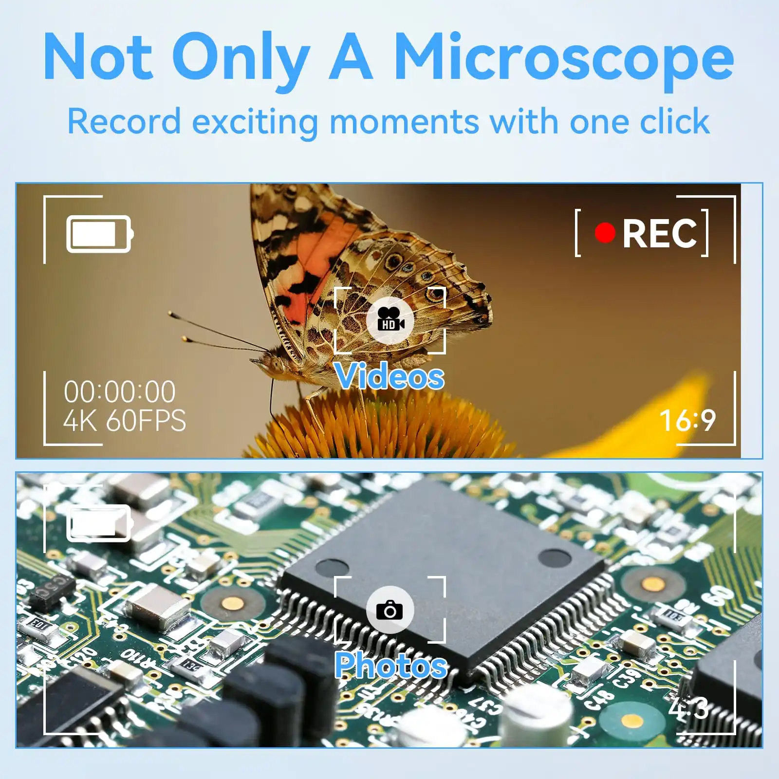 Sitoole-Microscópio Sem Fio com Suporte Ajustável, 1000X HD, WiFi, Lupa Digital Portátil, Câmera para IOS, Android, Mac, PC