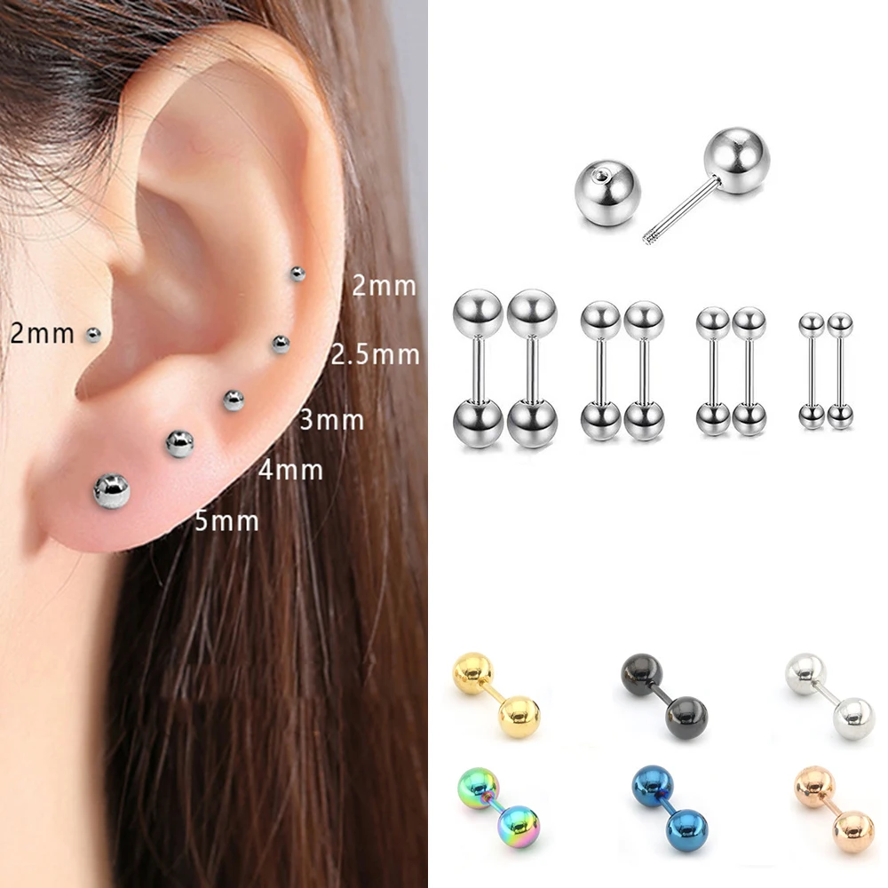 WKOUD-Boucles d'Oreilles Médicales en Acier Titane, Petites Vis à Billes, Petites Boucles d'Oreilles, Sophia, Clou, Jules Piercing, Bijoux de Corps, 1 Paire