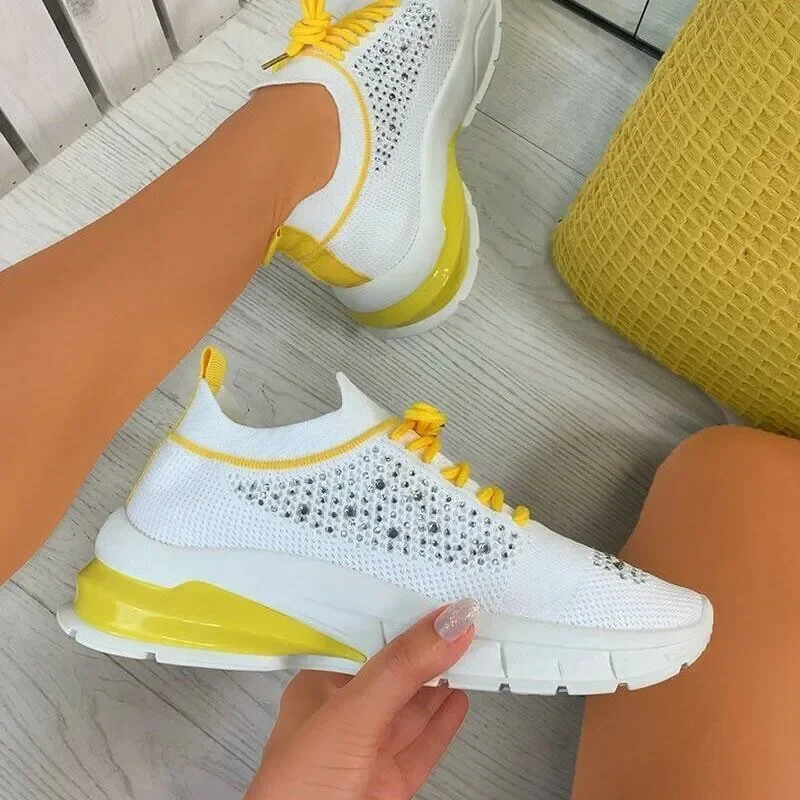 Breathable Casual Mesh Ladies Flat Shoes 2021Fashion Female Footwear Vulcanized Shoes For Women Light Sneakers Lace Up Knitting