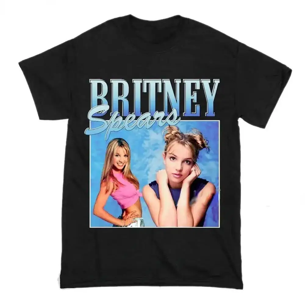 Britney Spears Beautiful Photo Men\'s Black T-shirt Hipster Cotton Casual Tshirt Men Harajuku Short Sleeve Tops Tee Shirt 77899