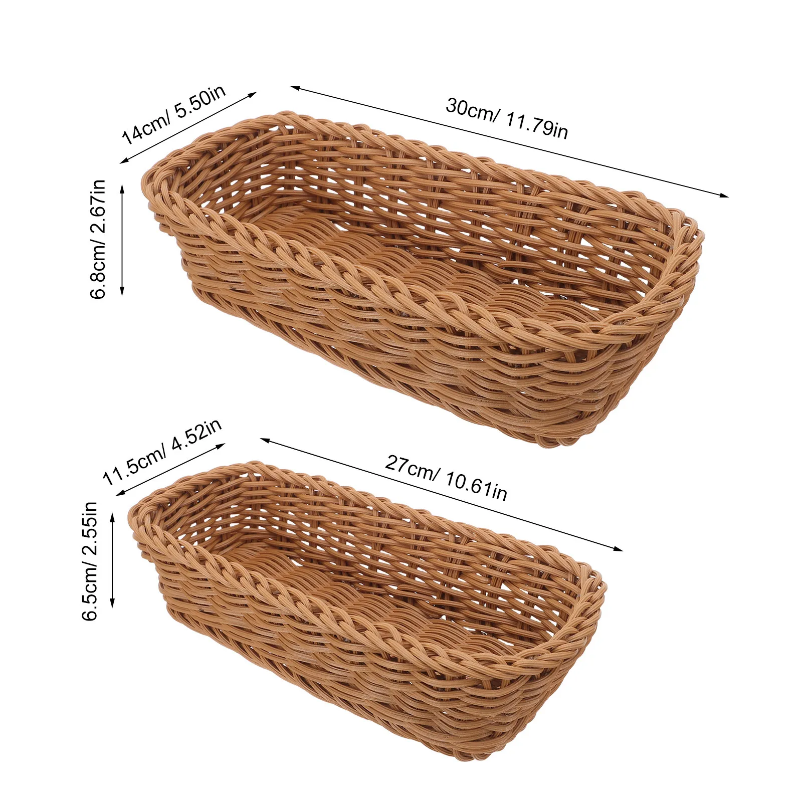 2Pcs Faux Rattan Woven Kitchen Cutlery Organizer Basket Utensil Storage Box Tableware Basket Storage for Counter