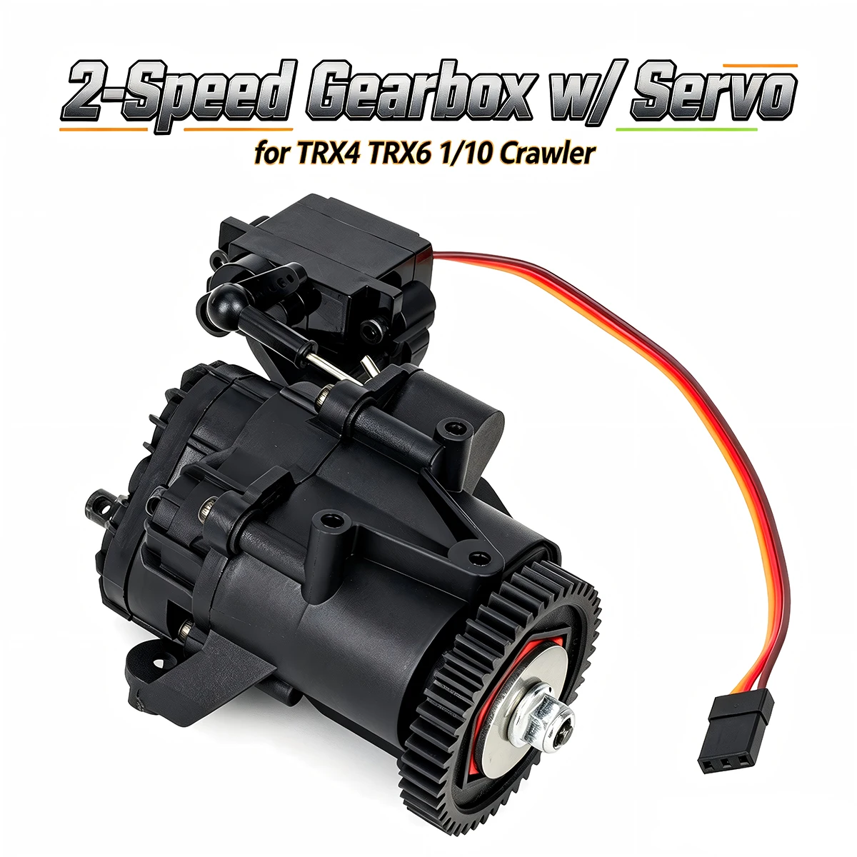 2-Speed Transmission Gearbox for TRX4 & TRX6 - with Servo & Steel Gears, 1/10 RC Crawler Upgrade Part