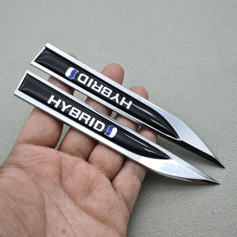 2 قطعة ثلاثية الأبعاد شفرة معدنية الهجين شعار شعار شارة ملصق الأبواب الجانبية درابزين مائي لمتوافق مع جميع الإصدارات الهجينة للسيارة #3
