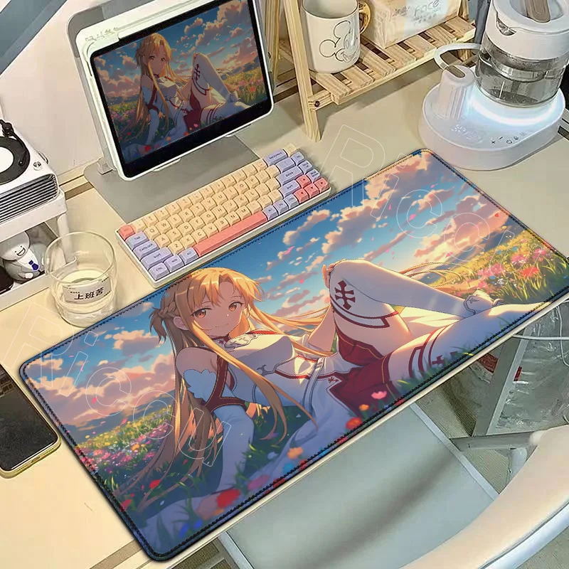 جديد حار أنيمي ساو حصيرة مكتبية Kawaii فتاة Asuna ماوس الوسادة كمبيوتر محمول الألعاب مكتب الكمبيوتر لوحة المفاتيح منصات الجدول كبير المطاط ماوس #2