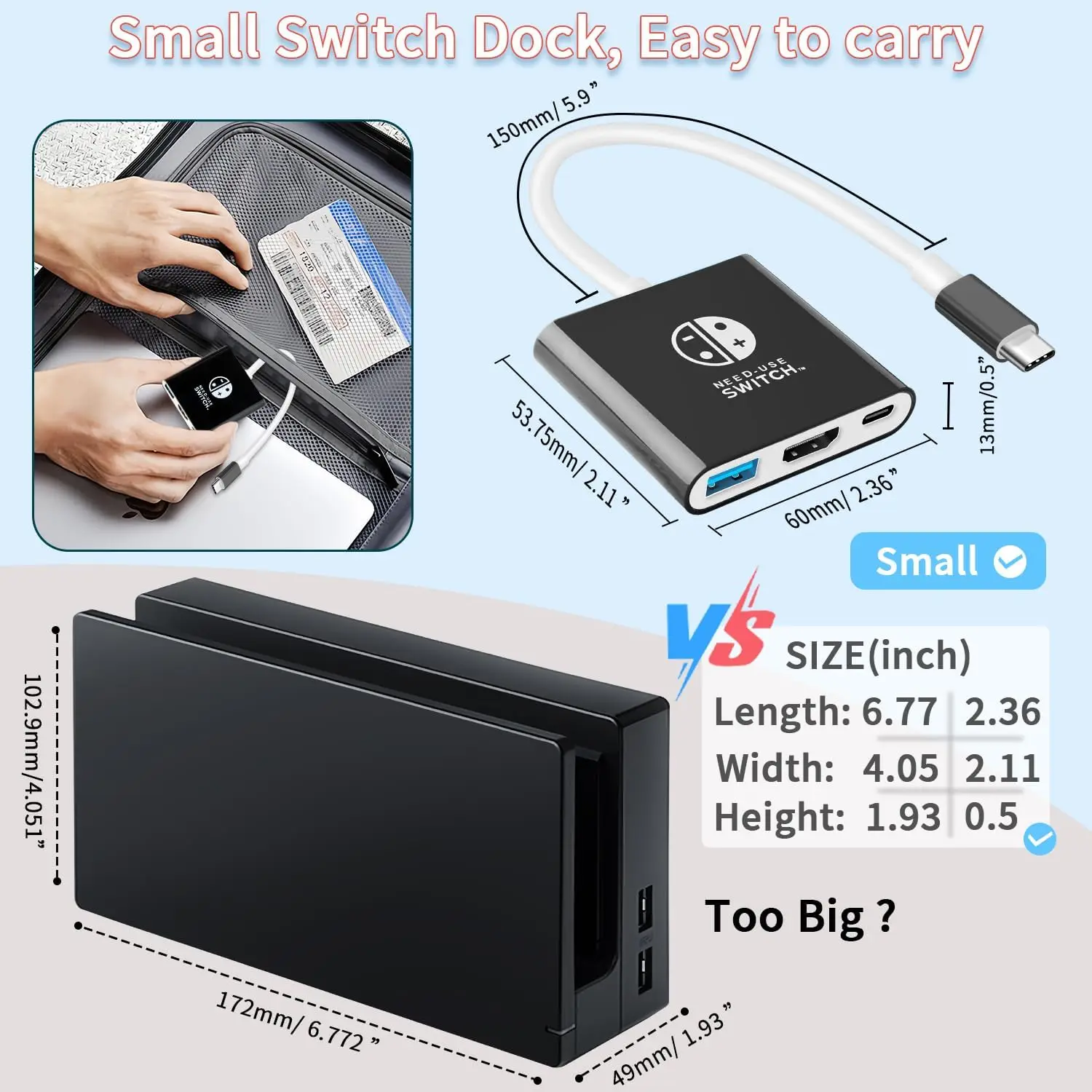 محول قاعدة تلفزيون محمول متوافق مع OLED/Steam Deck يدعم وضع SwitchTV مع HDMI2.0، قاعدة سفر بديلة للتبديل