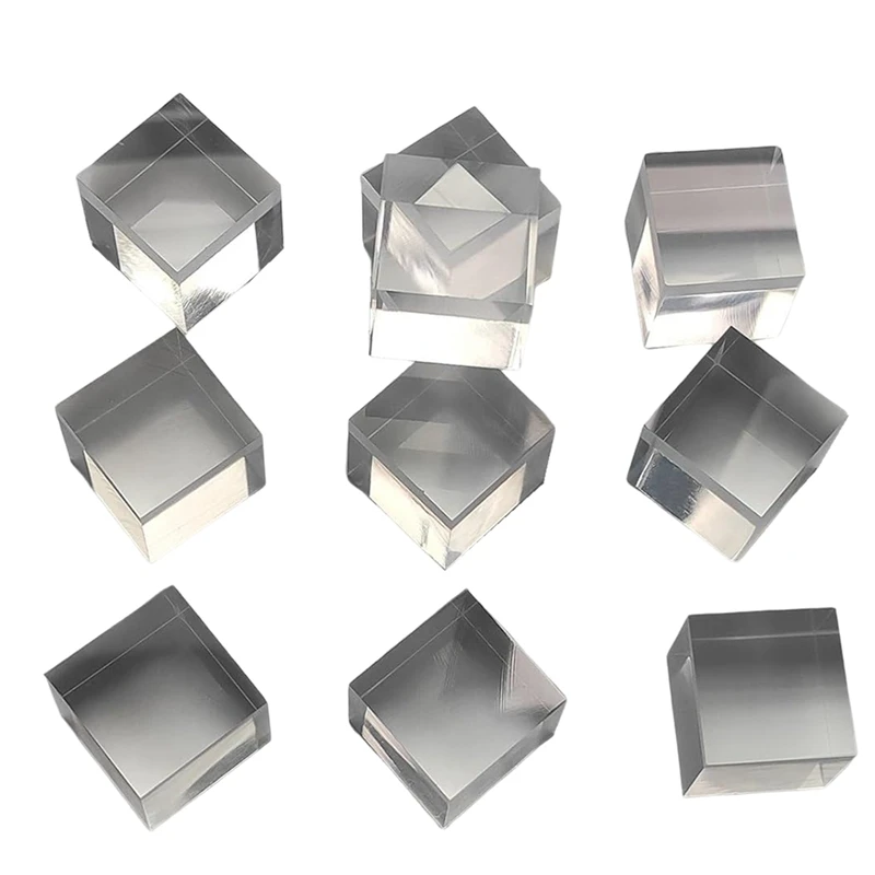 

10 Pcs 1Inch X 1Inch X 1Inch Clear Acrylic Square Squares Blocks - All Sides Polished, Plastic Square Rod Peg Easy Install