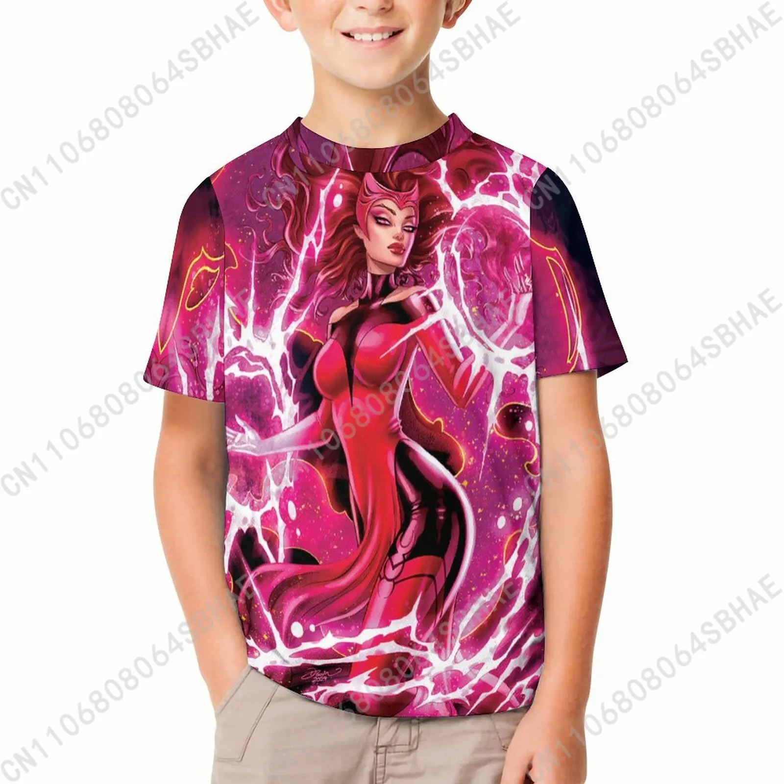

Marvel Scarlet Witch T Shirt Boy Girl Short Sleeve Print Cotton TShirt Comfortable Crew Neck Children Child Tee Cosplay