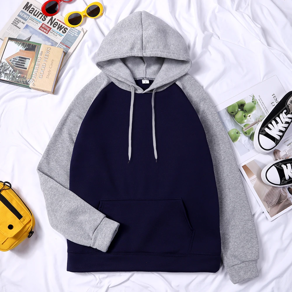 Raglan sleeve Hoodie Men Women Loose Oversized S-XXL Clothing Autumn Hip Hop Warm Fleece Hoodies Color Collision Sweatshirts