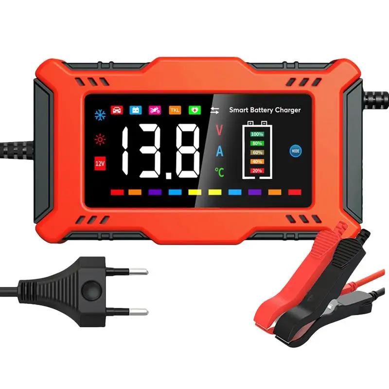 

Car Battery Charger 12V Automobile Battery Charger LCD Display Quick Battery Maintainer Battery Charger for Car Motorcycle