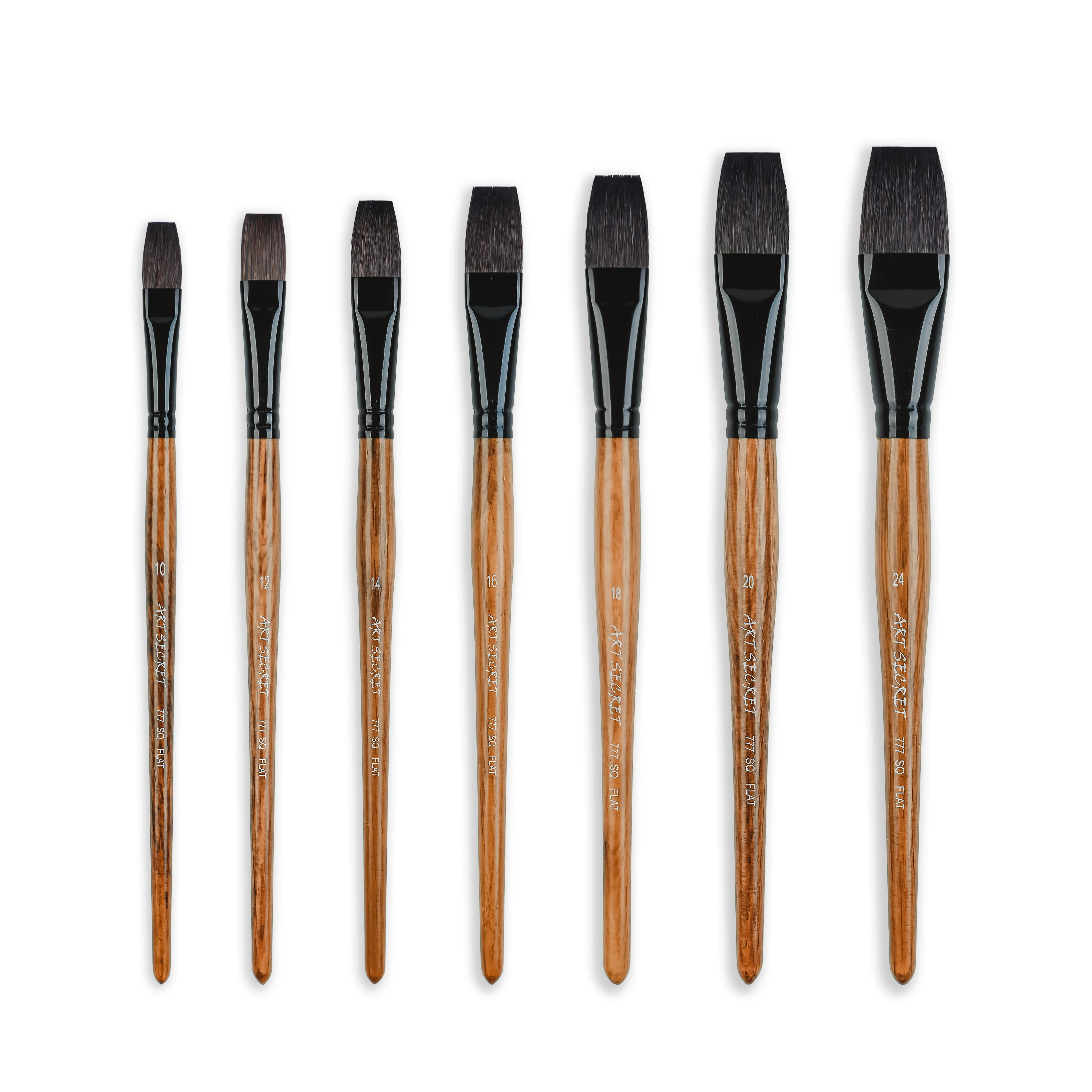 Artsecret Paint-Brush 777SQ Flat Squirrel Hair Black Brass Oak Ferrule Wooden Handle Watercolor Artistic for Drawing