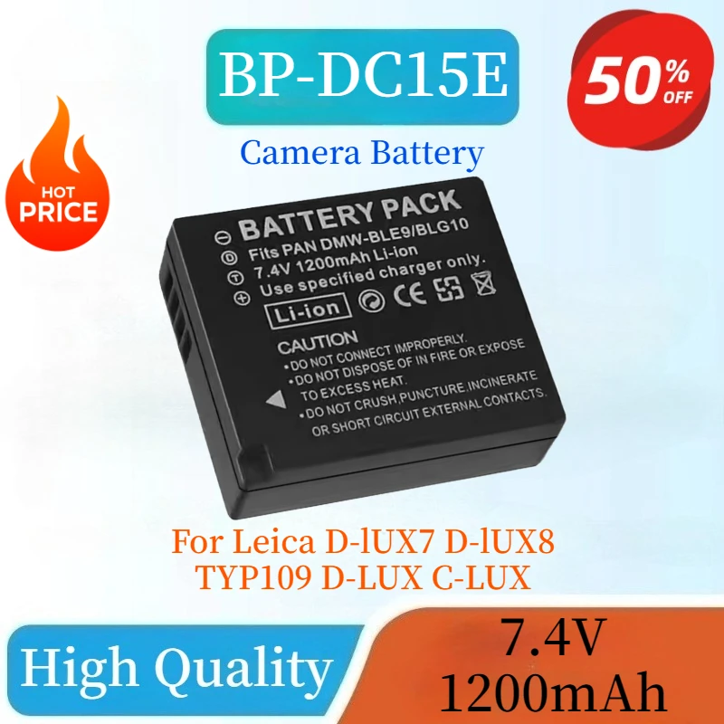 

Brand New BP-DC15E 7.4V 1200mAh Camera Battery with Charger For Leica D-lUX7 D-lUX8 TYP109 D-LUX C-LUX Replaceable Battery