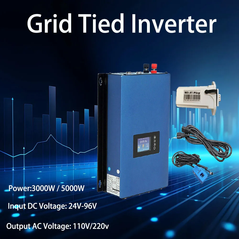 3000W 5000W Wind Grid Tie Inverter with Pure Sine Wave Output DC 24V-96V to AC 110V AC 260V with Limiter Export Function